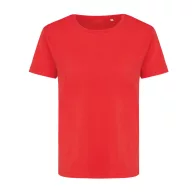   Tricou la baza gatului, Dama, maneca scurta, iqoniq, 2401E13062, Bumbac, Rosu luscious, XS