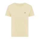 Tricou cu maneca scurta, la baza gatului, Casual, Femei, iqoniq, 2410E19595, Bumbac, Galben crem, L