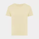 Tricou cu maneca scurta, la baza gatului, Casual, Femei, iqoniq, 2410E19596, Bumbac, Galben crem, M