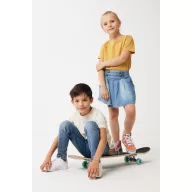   Tricou la baza gatului, Copii, maneca scurta, iqoniq, 2401E13174, Bumbac, Crem naturraw, 7--8
