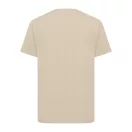 Tricou cu maneca scurta, la baza gatului, Casual, Unisex, iqoniq, 2410E19345, Bumbac, Crem dessert, L