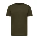 Tricou cu maneca scurta, la baza gatului, Casual, Unisex, iqoniq, 2410E19433, Bumbac, Kaki, XS