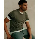 Tricou cu maneca scurta, la baza gatului, Casual, Unisex, iqoniq, 2410E19436, Bumbac, Kaki, XXS
