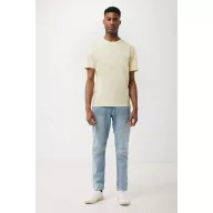   Tricou cu maneca scurta, la baza gatului, Casual, Unisex, iqoniq, 2410E19404, Bumbac, Galben crem, XXS