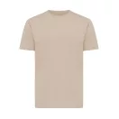 Tricou cu maneca scurta, la baza gatului, Casual, Unisex, iqoniq, 2410E19453, Bumbac, Natur light, S