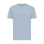 Tricou cu maneca scurta, la baza gatului, Casual, Unisex, iqoniq, 2410E19444, Bumbac, Albastru light, L