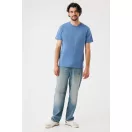 Tricou la baza gatului cu maneca scurta, iqoniq, 2610E15961, Unisex, Bumbac, Albastru Moon, M