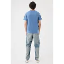 Tricou la baza gatului cu maneca scurta, iqoniq, 2610E15963, Unisex, Bumbac, Albastru Moon, XL