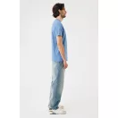 Tricou la baza gatului cu maneca scurta, iqoniq, 2610E15964, Unisex, Bumbac, Albastru Moon, XS