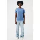 Tricou la baza gatului cu maneca scurta, iqoniq, 2610E15965, Unisex, Bumbac, Albastru Moon, XXL
