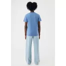 Tricou la baza gatului cu maneca scurta, iqoniq, 2610E15967, Unisex, Bumbac, Albastru Moon, 3XL