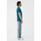 Tricou la baza gatului cu maneca scurta, iqoniq, 2610E15952, Unisex, Bumbac, Albastru Dark Teal, L