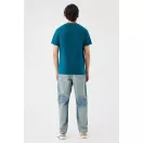 Tricou la baza gatului cu maneca scurta, iqoniq, 2610E15954, Unisex, Bumbac, Albastru Dark Teal, S