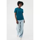 Tricou la baza gatului cu maneca scurta, iqoniq, 2610E15957, Unisex, Bumbac, Albastru Dark Teal, XXL