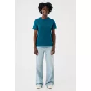 Tricou la baza gatului cu maneca scurta, iqoniq, 2610E15957, Unisex, Bumbac, Albastru Dark Teal, XXL