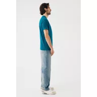   Tricou la baza gatului cu maneca scurta, iqoniq, 2610E15958, Unisex, Bumbac, Albastru Dark Teal, XXS