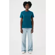   Tricou la baza gatului cu maneca scurta, iqoniq, 2610E15959, Unisex, Bumbac, Albastru Dark Teal, 3XL