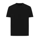 Tricou cu maneca scurta, la baza gatului, Casual, Unisex, iqoniq, 2410E19474, Bumbac, Negru, XXS