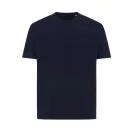 Tricou cu maneca scurta, la baza gatului, Casual, Unisex, iqoniq, 2410E19560, Bumbac, Albastru navy, XXS