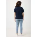 Tricou cu maneca scurta, la baza gatului, Casual, Unisex, iqoniq, 2410E19560, Bumbac, Albastru navy, XXS