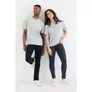 Tricou cu maneca scurta, la baza gatului, Casual, Unisex, iqoniq, 2410E19520, Bumbac, Gri, XXS