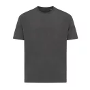 Tricou cu maneca scurta, la baza gatului, Casual, Unisex, iqoniq, 2410E19489, Bumbac, Gri heather anthracite, S
