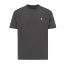 Tricou cu maneca scurta, la baza gatului, Casual, Unisex, iqoniq, 2410E19494, Bumbac, Gri heather anthracite, XXS