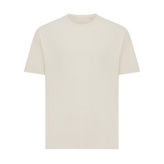   Tricou cu maneca scurta, la baza gatului, Casual, Unisex, iqoniq, 2410E19541, Bumbac, Crem natur, 4XL