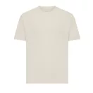 Tricou cu maneca scurta, la baza gatului, Casual, Unisex, iqoniq, 2410E19544, Bumbac, Crem natur, M