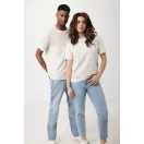 Tricou cu maneca scurta, la baza gatului, Casual, Unisex, iqoniq, 2410E19550, Bumbac, Crem natur, XXS