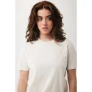 Tricou cu maneca scurta, la baza gatului, Casual, Unisex, iqoniq, 2410E19550, Bumbac, Crem natur, XXS