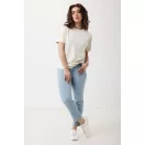 Tricou cu maneca scurta, la baza gatului, Casual, Unisex, iqoniq, 2410E19550, Bumbac, Crem natur, XXS