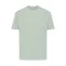 Tricou cu maneca scurta, la baza gatului, Casual, Unisex, iqoniq, 2410E19523, Bumbac, Verde ice, M