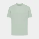 Tricou cu maneca scurta, la baza gatului, Casual, Unisex, iqoniq, 2410E19524, Bumbac, Verde ice, S