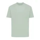 Tricou cu maneca scurta, la baza gatului, Casual, Unisex, iqoniq, 2410E19524, Bumbac, Verde ice, S