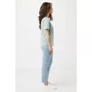 Tricou cu maneca scurta, la baza gatului, Casual, Unisex, iqoniq, 2410E19530, Bumbac, Verde ice, XXS