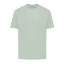Tricou cu maneca scurta, la baza gatului, Casual, Unisex, iqoniq, 2410E19530, Bumbac, Verde ice, XXS