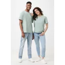 Tricou cu maneca scurta, la baza gatului, Casual, Unisex, iqoniq, 2410E19530, Bumbac, Verde ice, XXS