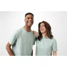 Tricou cu maneca scurta, la baza gatului, Casual, Unisex, iqoniq, 2410E19530, Bumbac, Verde ice, XXS