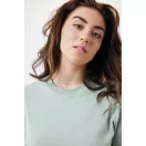 Tricou cu maneca scurta, la baza gatului, Casual, Unisex, iqoniq, 2410E19530, Bumbac, Verde ice, XXS
