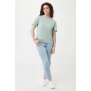 Tricou cu maneca scurta, la baza gatului, Casual, Unisex, iqoniq, 2410E19530, Bumbac, Verde ice, XXS