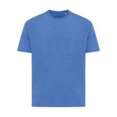   Tricou cu maneca scurta, la baza gatului, Casual, Unisex, iqoniq, 2410E19495, Bumbac, Albastru heather, L