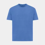   Tricou cu maneca scurta, la baza gatului, Casual, Unisex, iqoniq, 2410E19495, Bumbac, Albastru heather, L