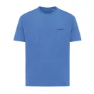 Tricou cu maneca scurta, la baza gatului, Casual, Unisex, iqoniq, 2410E19498, Bumbac, Albastru heather, XL