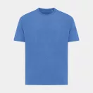 Tricou cu maneca scurta, la baza gatului, Casual, Unisex, iqoniq, 2410E19501, Bumbac, Albastru heather, 3XL
