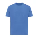 Tricou cu maneca scurta, la baza gatului, Casual, Unisex, iqoniq, 2410E19501, Bumbac, Albastru heather, 3XL