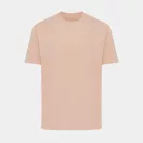 Tricou cu maneca scurta, la baza gatului, Casual, Unisex, iqoniq, 2410E19561, Bumbac, Portocaliu peach, 4XL