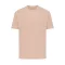 Tricou cu maneca scurta, la baza gatului, Casual, Unisex, iqoniq, 2410E19564, Bumbac, Portocaliu peach, M