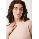 Tricou cu maneca scurta, la baza gatului, Casual, Unisex, iqoniq, 2410E19570, Bumbac, Portocaliu peach, XXS