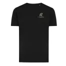 Tricou cu maneca scurta, la baza gatului, Casual, Unisex, iqoniq, 2410E19144, Bumbac, Negru, XXL